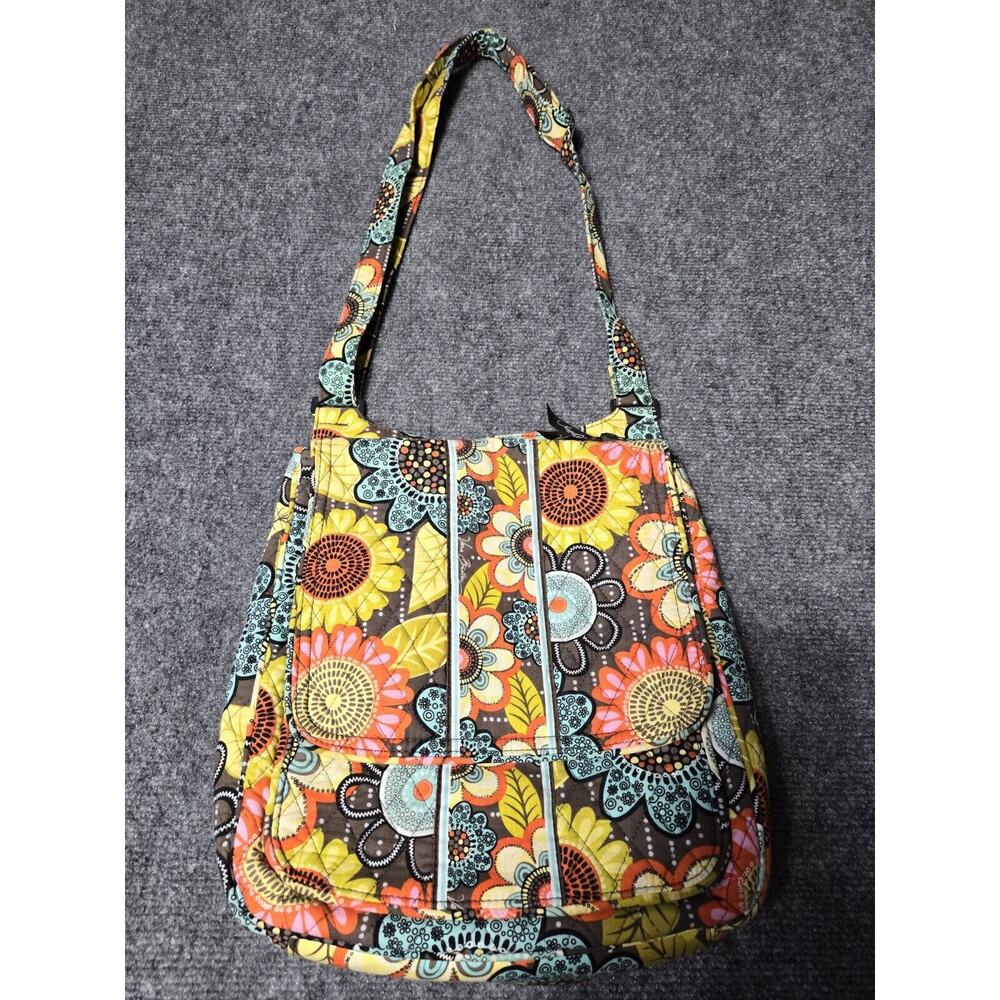 Vera Bradley Bag Orange Yellow Turquoise Messenger Crossbody Floral Purse